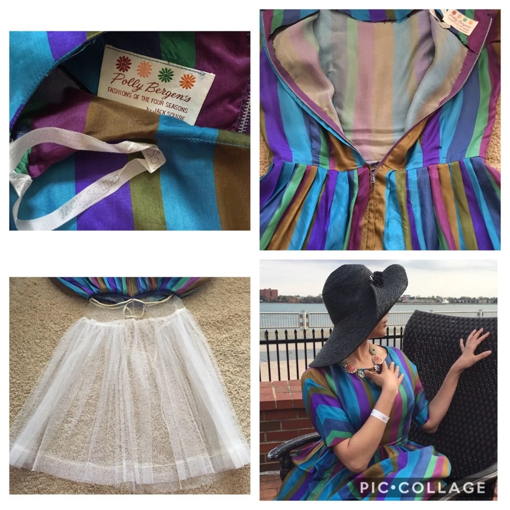 Vintage Polly Bergen Jack Squire Stripe Full Dress